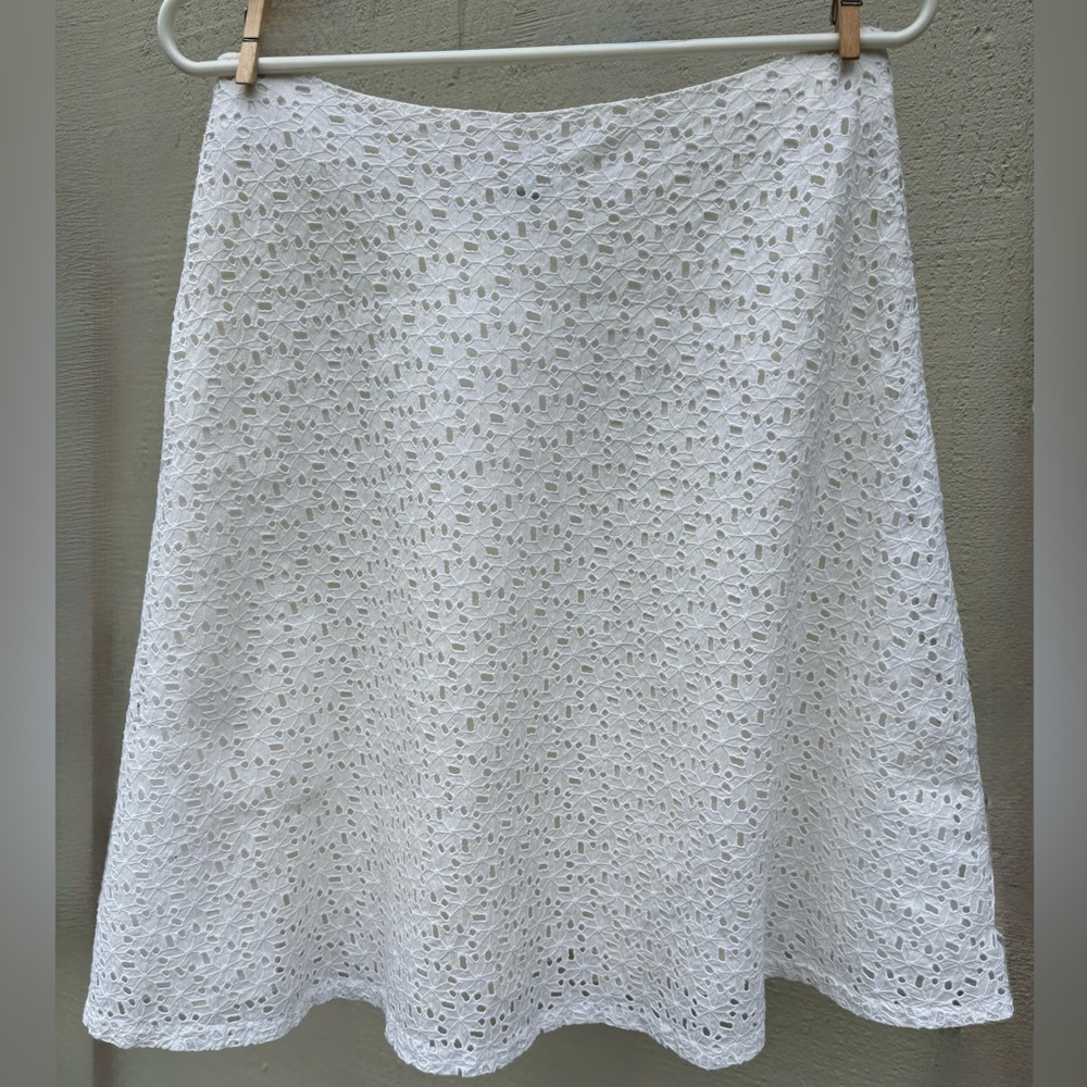 GAP EYELET SKIRT COTTON FULLY LINED A Line WHITE S or XS INDIA